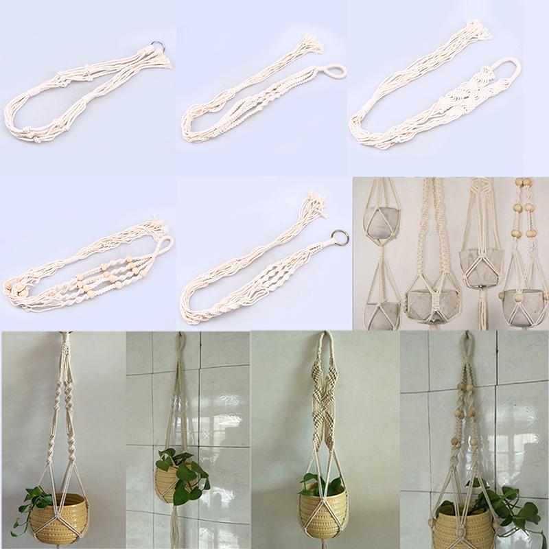 Подвесная корзина в технике макраме, держатель для растений, держатель для горшка ручной работы, плетеный из джутовой веревки, цветочные горшки для сада, украшение