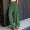 Новые женские однотонные широкие брюки, женские свободные повседневные брюки с высокой талией для мытья полов