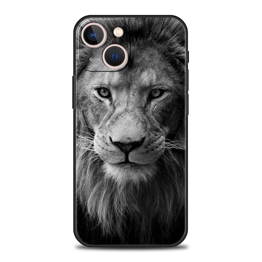 Чехол для телефона 'Лев Дикие Животные' Для iPhone 17 16 15 Pro Max 11 12 13 14 7 8 Plus SE 2020 X XR XS Чехол Мягкий Черный
