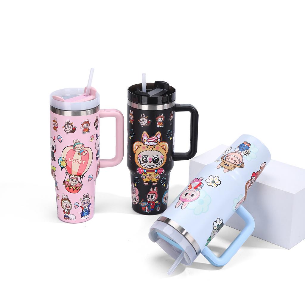 Cartoon 40oz Car Cup Thermal Insulation Water Cup Stainless Steel Thermos Cup Large Capacity Car Cup