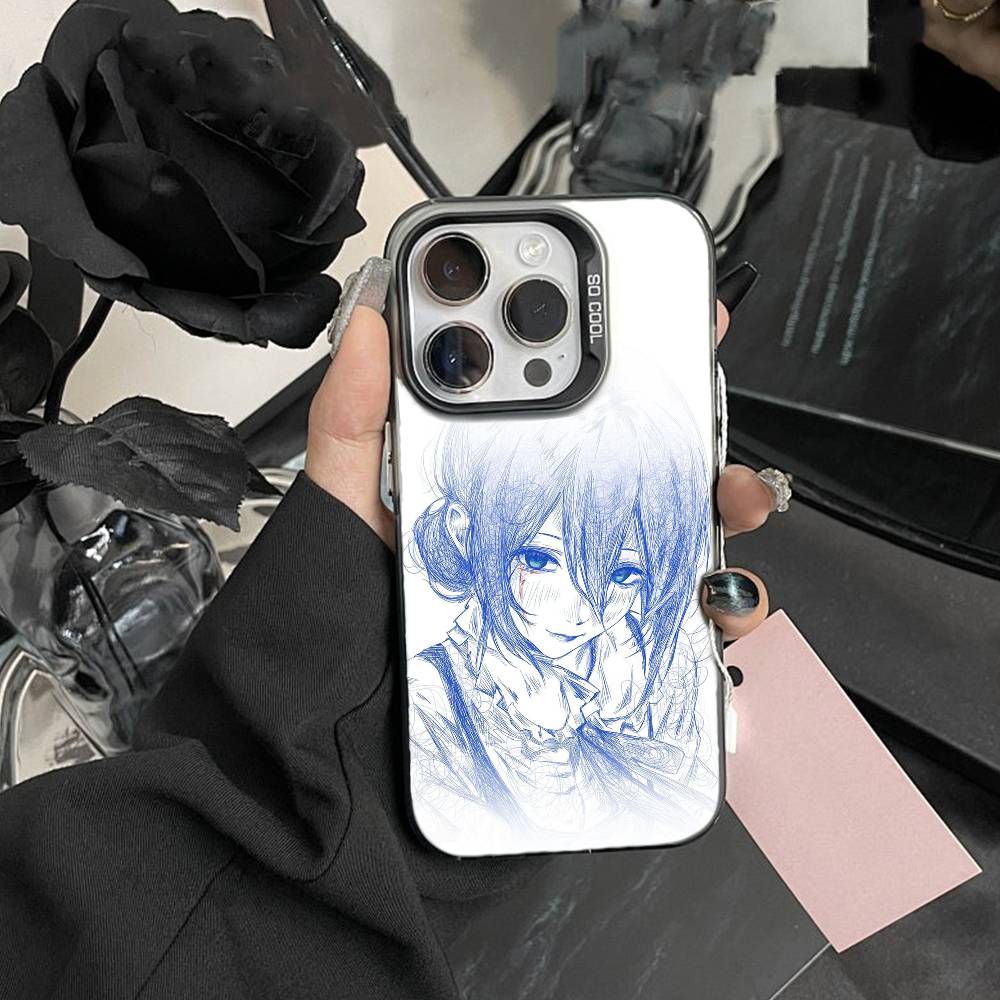Чехол для телефона K-Reze C-Chainsaw Man для iPhone 17, 16, 15, 14, 13, 12 Pro Max белый Конфетный Матовый Ударопрочный Чехол