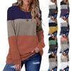 Женская модная повседневная блузка с длинным рукавом и круглым вырезом, цветной пуловер, топ, блузка
