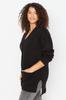 Women's Fashion Stylish Plus Size Cardigan Black V-Neck Knitwear Cardigan with Pockets