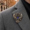 Брошь из цельного металла, Значок-булавка Орел, Двуглавый дизайн, Лацкан, Сплав, Антиокислительная, Прочная застежка, Значок для пальто, рубашек, сумок, Аксессуары, Винтажный стиль