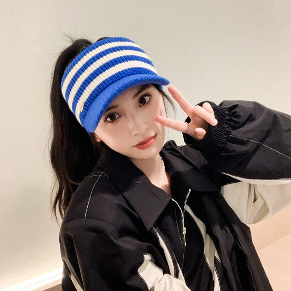 Зимняя шляпа в полоску, модные спортивные шапки на открытом воздухе, новые бейсболки с пустым верхом