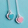 Yibaijia T-Home Love Necklace 925 Sterling Silver Red Heart Enamel Pendant
