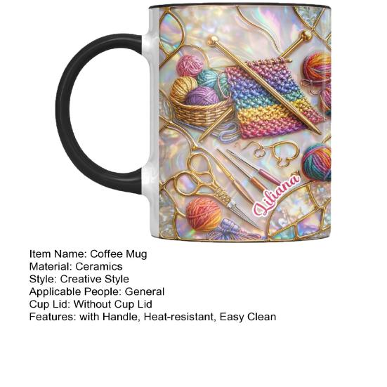 325/450 мл Кружка для вязания и шитья с ручкой, термостойкая керамическая, большой емкости, для чая, молока, воды, подарок для любителя шитья