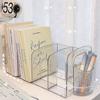 Portable Clear Acrylic Bookends with Handle Desk Organizer Desktop Book Holder Divided Book Stand Study Supplies
