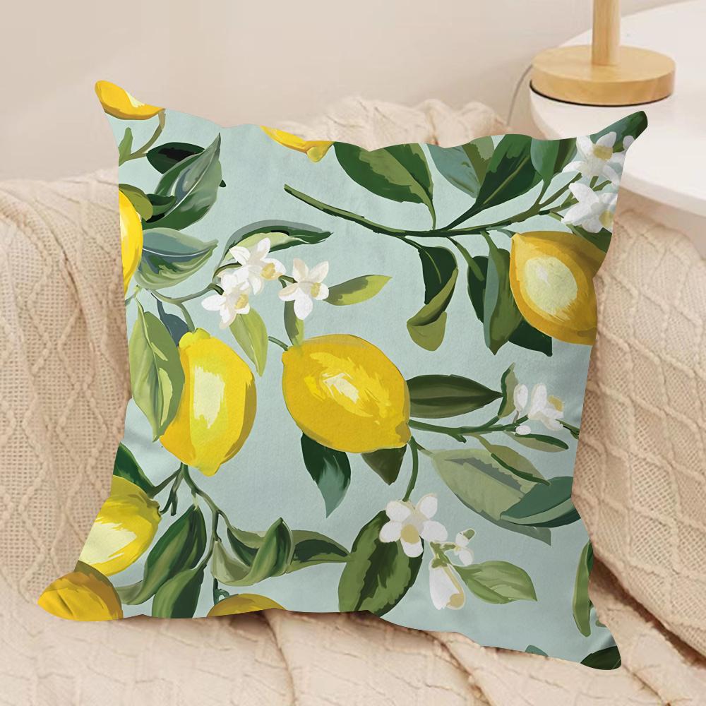 Lemon Art Design fashion Cushion Cover Silky Short Plush Invisible Zipper Dustproof Sofa Pillow Case for Home Decor