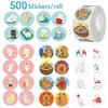 500Pcs/Roll Cartoon Animal Sticker Capibara Kapibala Rabbit Cat Bear Hand Account Decals Gift Bag Sealing Sticker Baking Label