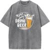 Keep Calm Drink Beer Printed Men's T-Shirt Men Women Casual Fashion Oversized T-shirt 90s Vintage Washed Old T-shirt