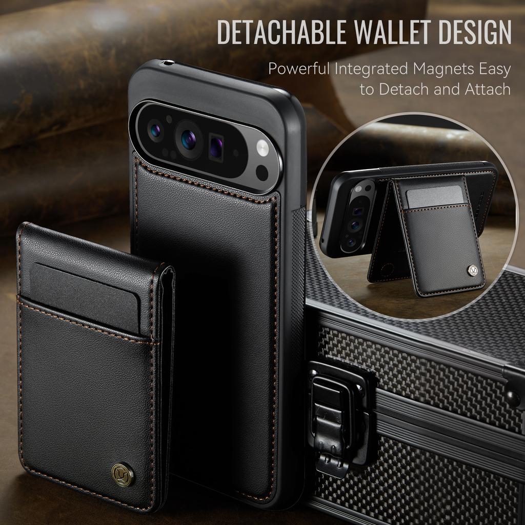 Кожаная задняя крышка для Google Pixel 9 Pro XL, совместимая с MagSafe, чехол для телефона JEEHOOD J06 с карманом для карт и защитой от RFID