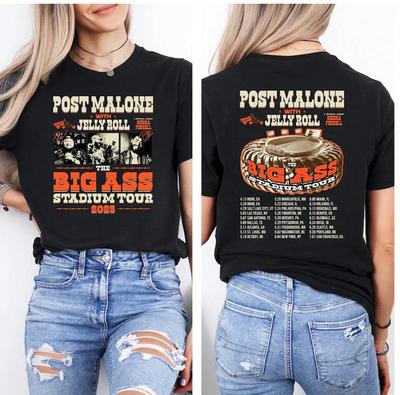Футболка POST MALONE, Футболка The Big Ass Stadium Tour 2025, Футболка рэпера Jelly Roll