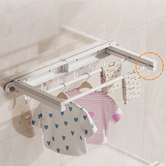 Foldable Drying Rack Wall Mounted Laundry Rack Clothes Drying Rack Double Pole Clothes Rack for Laundry Room Balcony