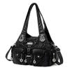 Повседневная ПУ Нить для шитья Молния Классическая Женская Сумка на плечо 2026 Весна Высокое качество Большая вместимость Шоппер Модная Сумка Ручная Сумка Однотонная Сумка через плечо