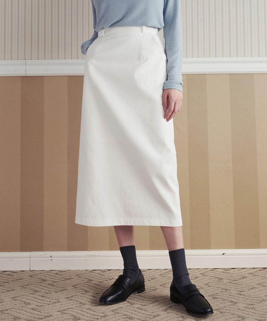 Roeil H-Line Pocket Midi Skirt - White