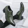 Классические мужские туфли на высоком каблуке, формальные, на шнуровке, деловые, с заостренным носком, кожаные туфли, туфли для свадьбы и банкета в европейском стиле, мужские