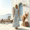 Women's U-Neck Sleeveless Maxi Dress,Lightweight Loose Fit,Fresh Style Summer Dress for Beach Vacation & Casual Daily Wear