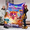 Personalized Custom Name Blanket - SuperKitties Print Design,Blanket for Sofa,Bed,Travel,Camping - Soft and Warm, Great Gift