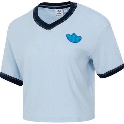 Футболка с открытыми плечами Color Block Casual, женские топы, синяя JI7240