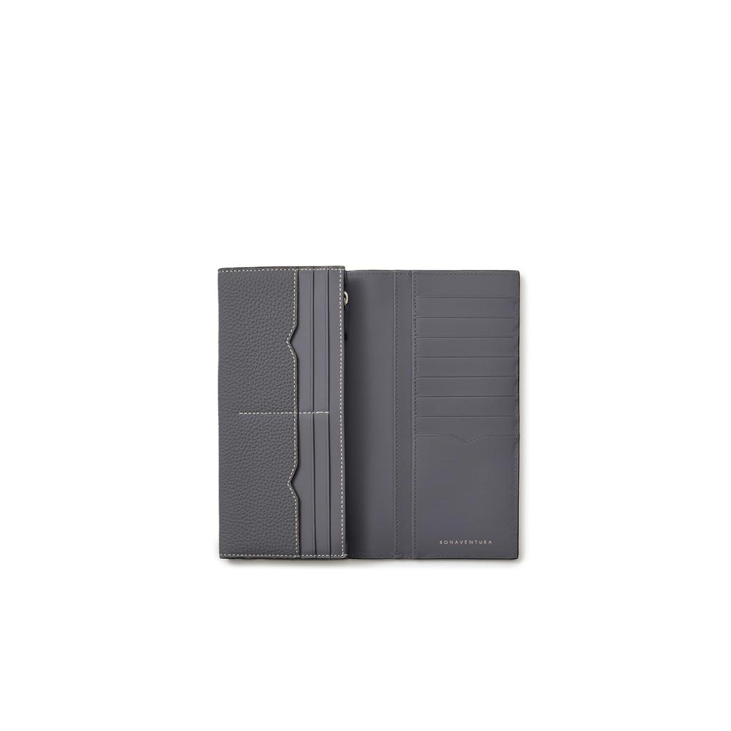 BONAVENTURA Bifold Long Wallet Made with the finest European this genuine leather wallet makes a great gift (Charcoal) - leather, (BWAT35-CG).