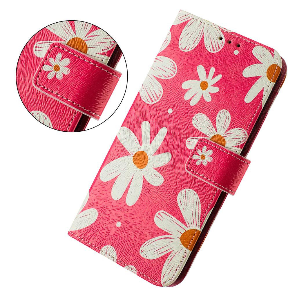 Роскошный кожаный чехол-книжка с розовым рисунком в виде ромашки для Motorola Moto G60, G40 Fusion, G10, G20, G30, G Play, G Power, Edge 50 NEO...