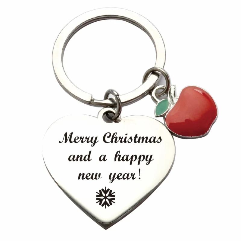 Красивые рождественские тематические брелки для ключей с гладкой биркой из нержавеющей стали «Счастливого Рождества» праздничные подарочные брелки