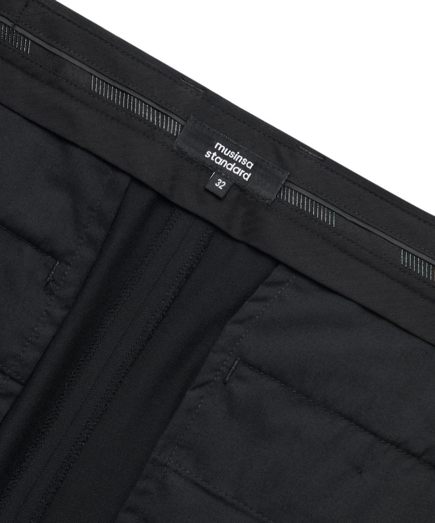 MUSINSA STANDARD Lightweight Tapered Hidden Banding Crop Slacks [Black]