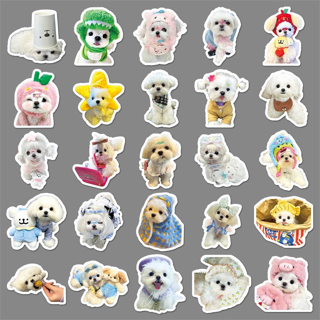 50 Maltese Graffiti Stickers Cute Dog Ins Style Creative Decorative Water Cup Computer Mobile Phone Case Stickers