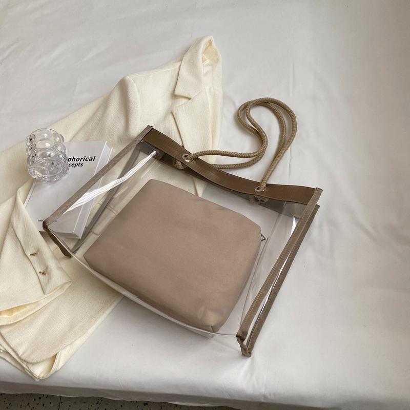 Прозрачная большая сумка из ПВХ для женщин, сумка через плечо большой емкости