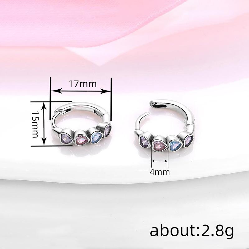 Нежные серьги из циркония для женщин, красочные украшения в форме сердца, милые и свежие украшения.