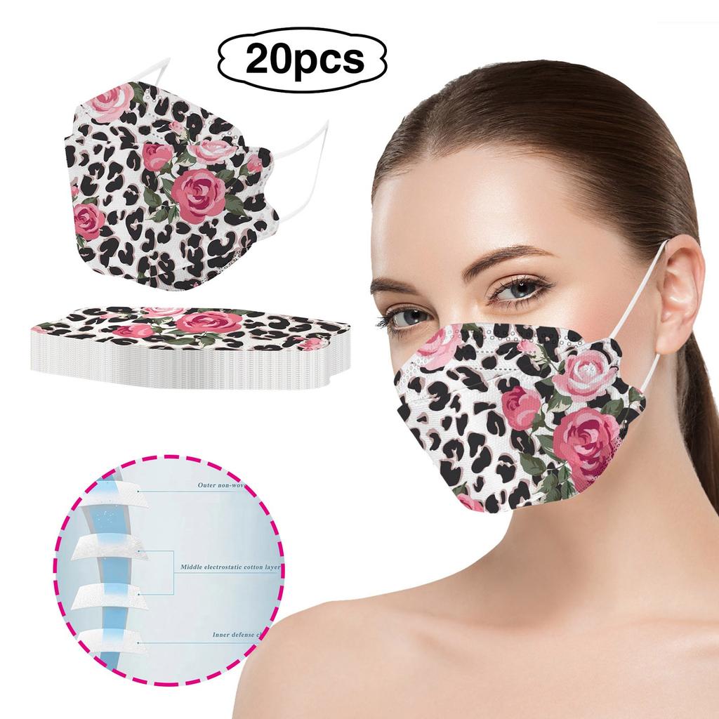 Adult Leopard Flowers Printed Outdoor Prevention Fish Mask Face 