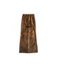 320 Showroom Faux Leather Side Slit Button Elastic Fleece-Lined Bootcut Pants Brown