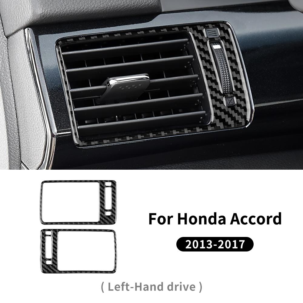 Real Soft Carbon Fiber For Honda Accord 2013 2014 2015 2016 2017 LHD Car Central Control Side Air Outlet Interior Accessories.