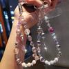 Handmade Beaded Phone Chain New Full Diamond Fox Pendant Zircon Pearl Crystal Wrist Style Phone Chain Rope Hanging Rope Lanyard 1