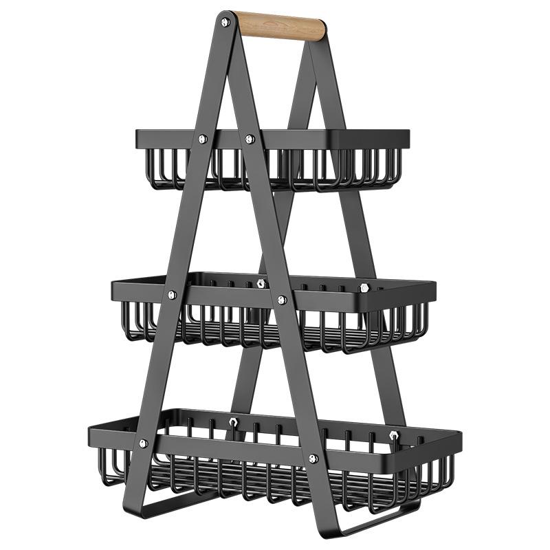 Modern Nordic Multi-Layer Detachable Fruit Vegetable Basket Storage Rack Kitchen Counter Organizer with Handle