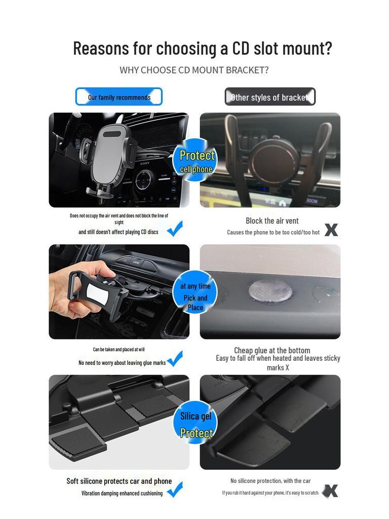 360° Многофункциональный автомобильный держатель для телефона в слот CD