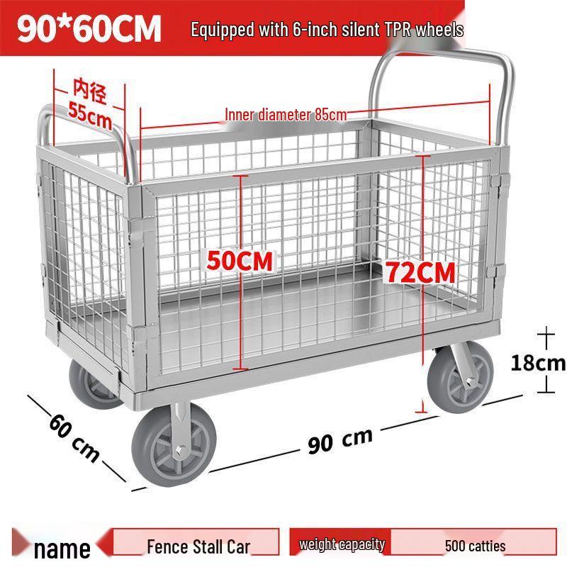 Silent Foldable Flatbed Hand Cart: Portable Turnover Trolley & Hand Truck