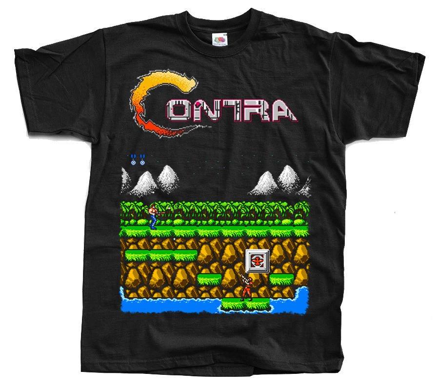 Contra ЭТАП 1 ДЖУНГЛИ Футболка Nes Черная Аркада Famicom ВСЕ РАЗМЕРЫ S - 5XL