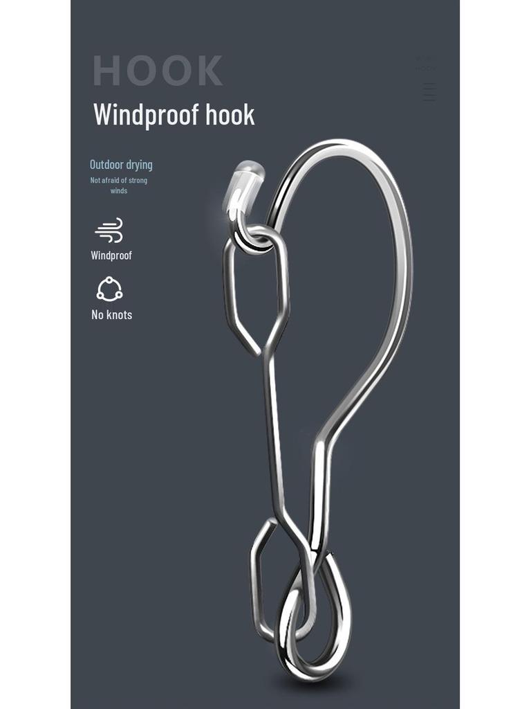 Multi-Layer Stainless Steel Drying Rack with Windproof Hooks for Socks & Underwear