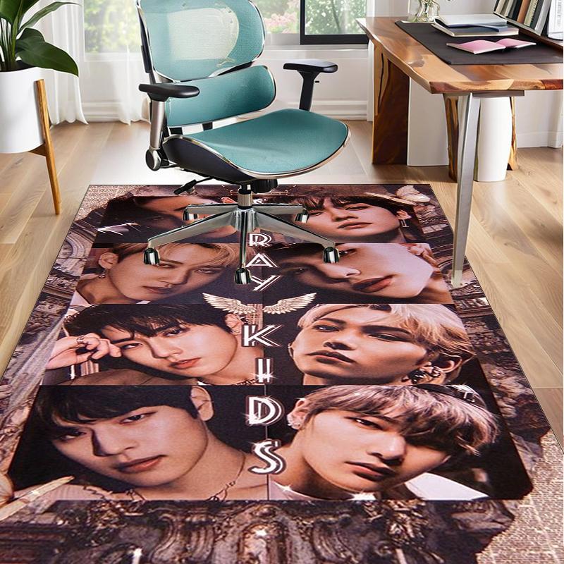 K-pop Group Poses Office Rug Chair Mat, Game Carpet, Suitable for Front Door, Bedroom, Living Room, Desk, Holiday Gift