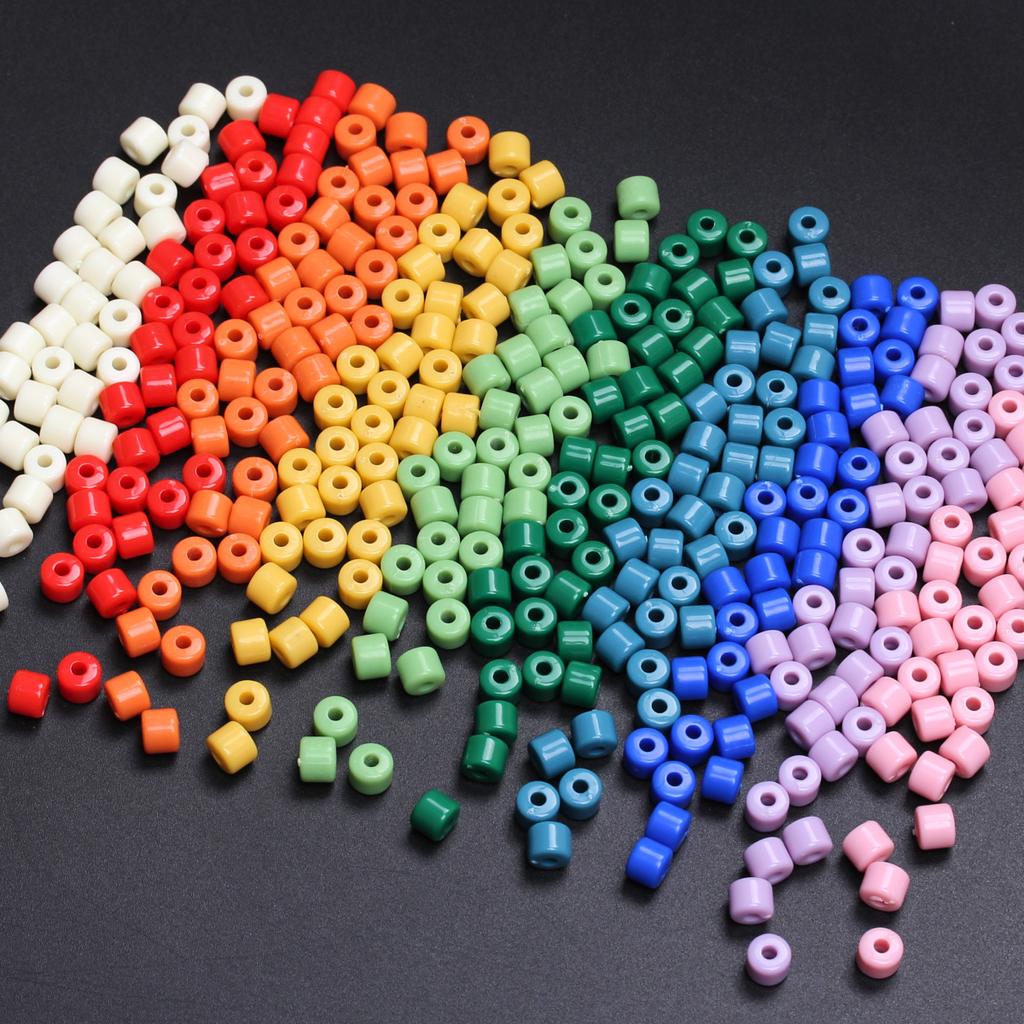 Acrylic for Earrings Necklace Fashion Accessories Cylindrical 6.5mm Bracelet Jewelry Making Cream Color DIY Material 50Pcs Keychain  Accessories