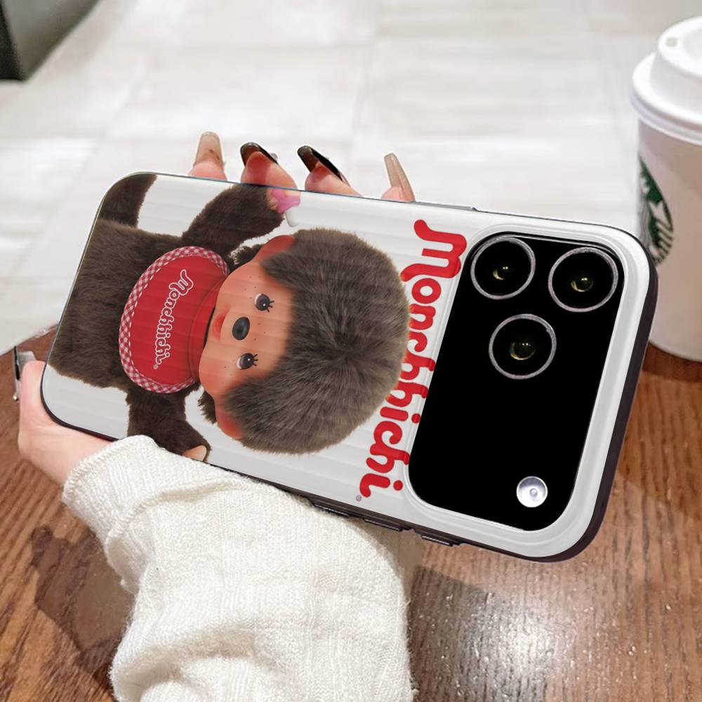 Cute M-monchhichis-s For IPhone 17 16 15 11 12 13 14 Pro Max Plus Pro Corrugated Translucent Back Phone Cover