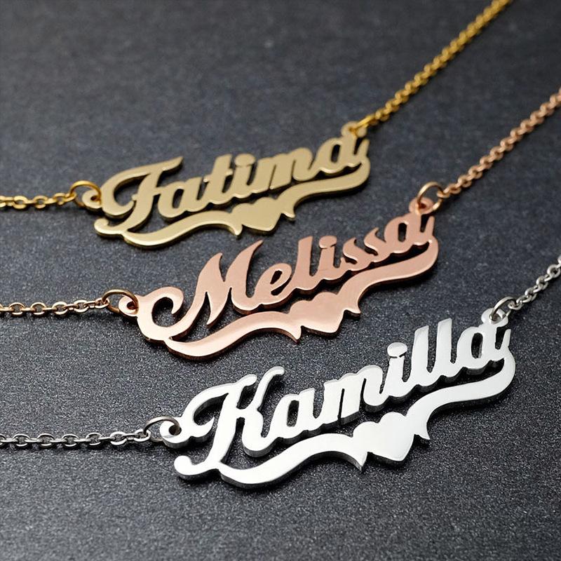 Персонализированный набор из нержавеющей стали: ожерелье с именем и браслет с серьгами