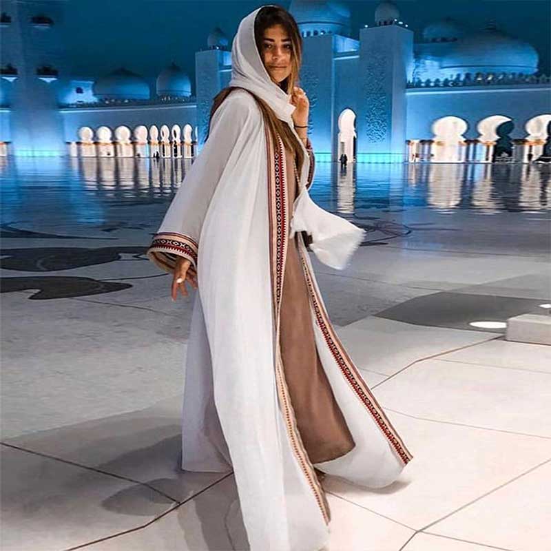 2024 Sexy See Through Embroidered Long Kimono Cardigan White Chiffon Tunic Plus Size Beachwear