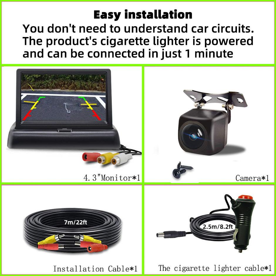 Простая установка 4,3/5-дюймового автомобильного ЖК-монитора с камерой заднего вида для автомобиля, фургона, ночного видения, система парковки с видеозаписью заднего вида