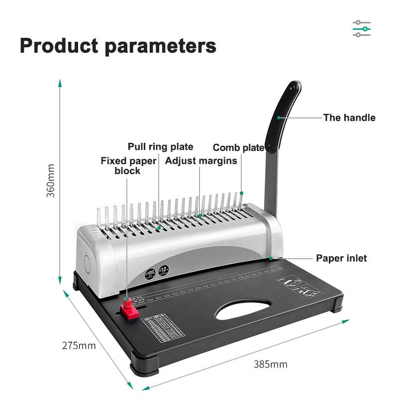 A4/A3 Size Office 21 Hole Comb Binding Machine Rubber Ring Binding Machine Heavy Duty Binder Machine