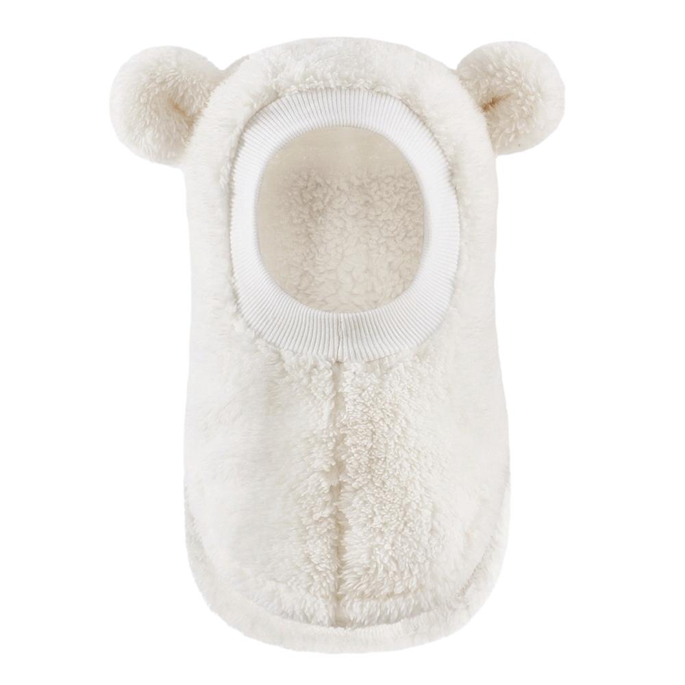 Plush Fleece Kids Hooded Beanie Windproof Scarf Hat Cute Bear Ears Balaclava Hat Winter