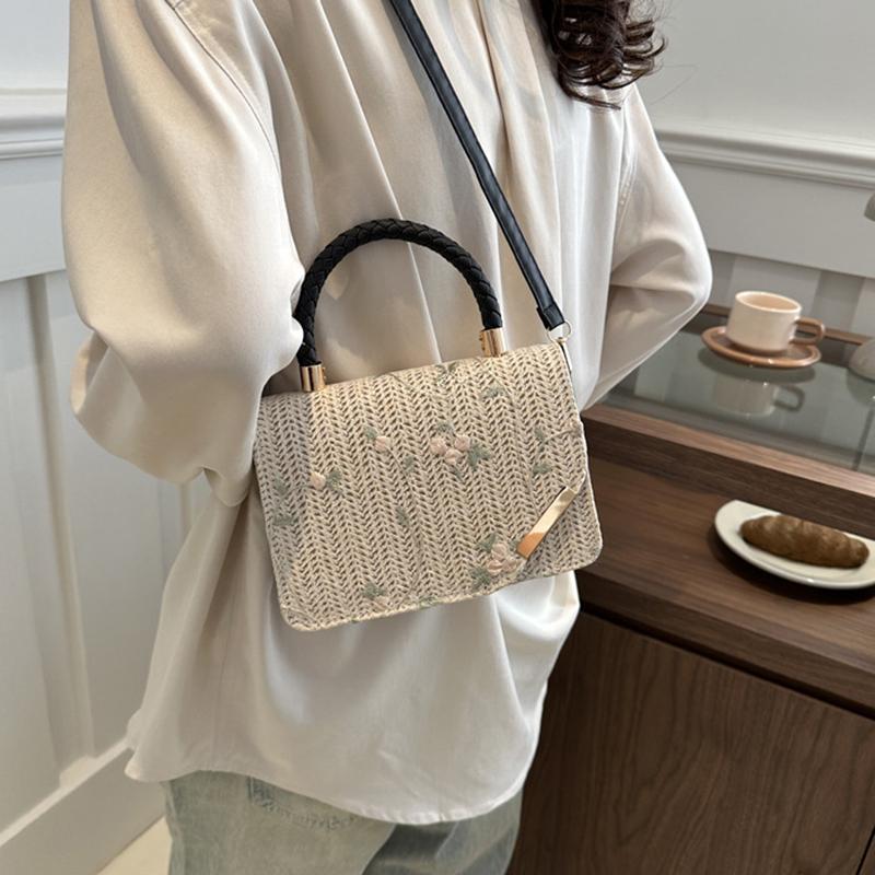 Повседневные соломенные плетеные сумки женские летние пляжные квадратные маленькие свежие сумки новые женские дорожные кошельки сумки через плечо сумка-мессенджер