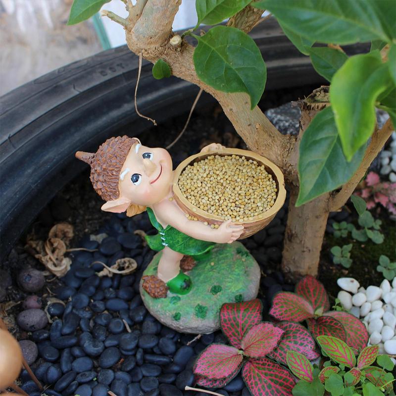 Орнаменты для кормушки для птиц в сказочном саду, мультяшная скульптура, кормушка для животных, милая лужайка, кормовая станция, смола, ремесленное украшение